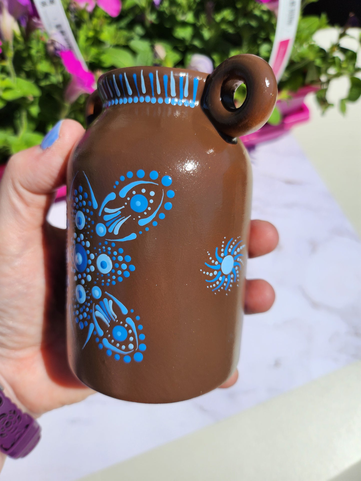 Small Vase: Brown and Blue