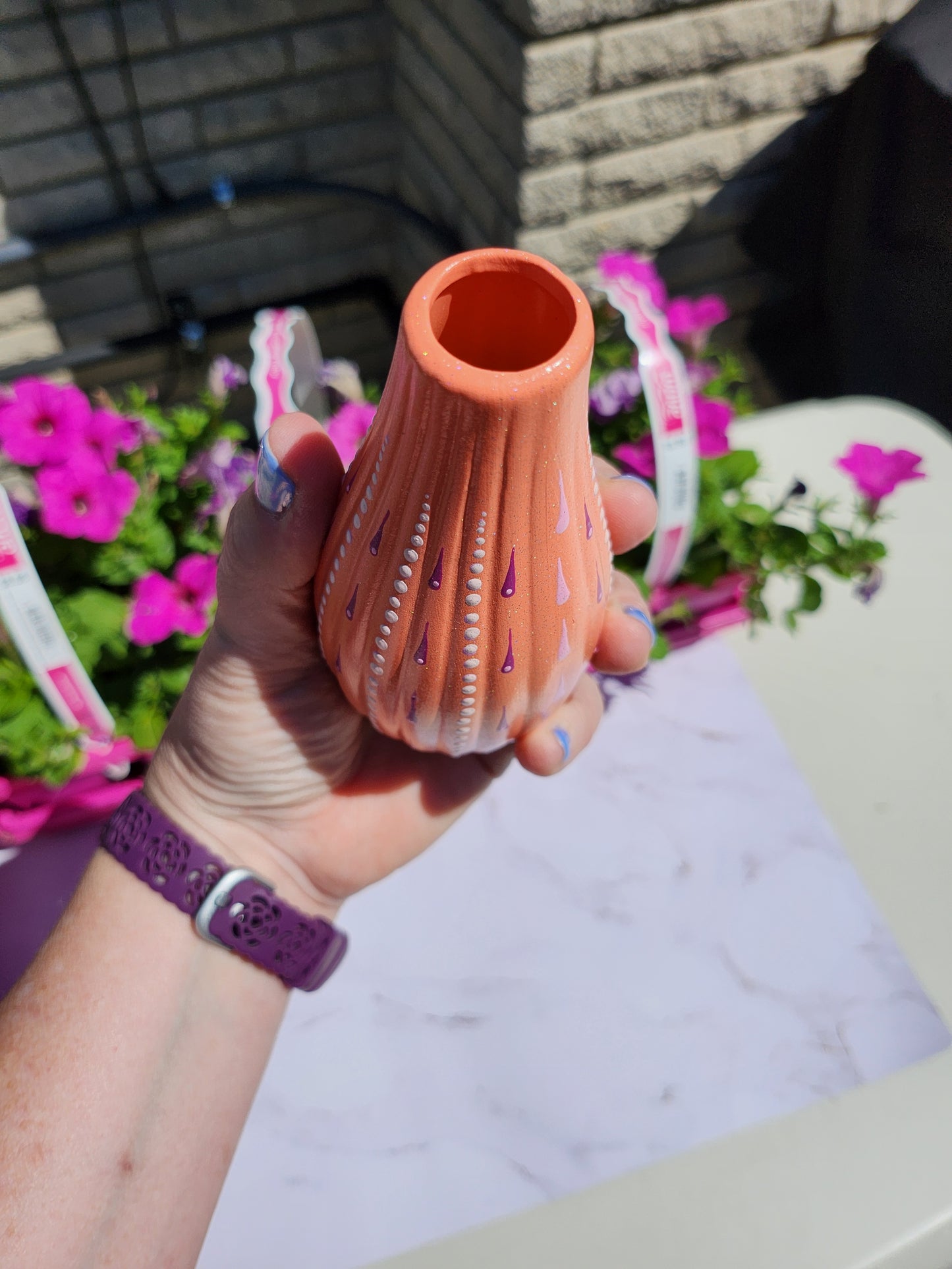 Small Vase: Coral & Lavender