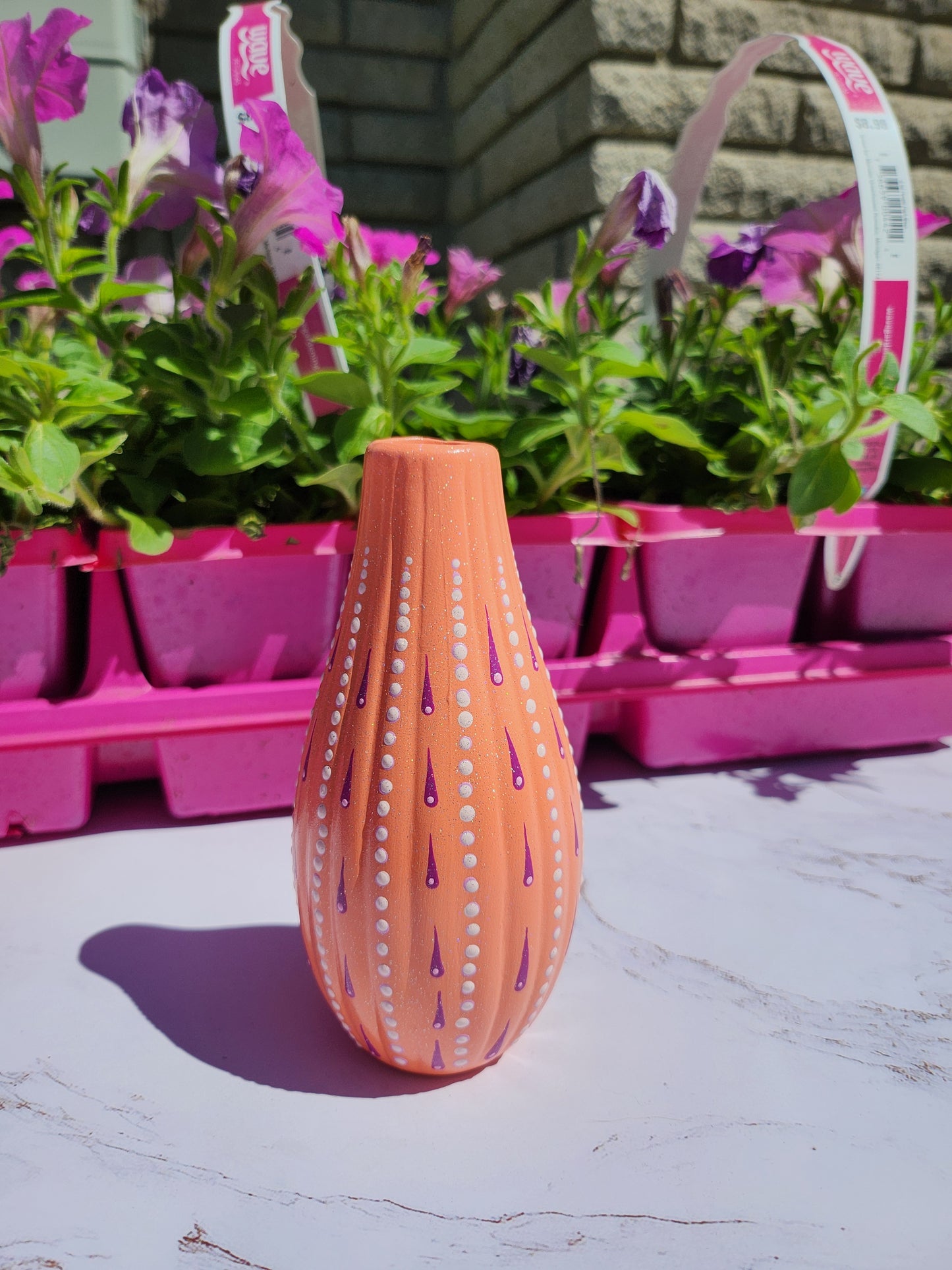Small Vase: Coral & Lavender