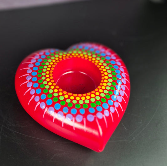 Candleholder: Red Rainbow, Heart-shaped