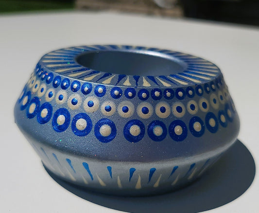 Candleholders - Silver, blue, white