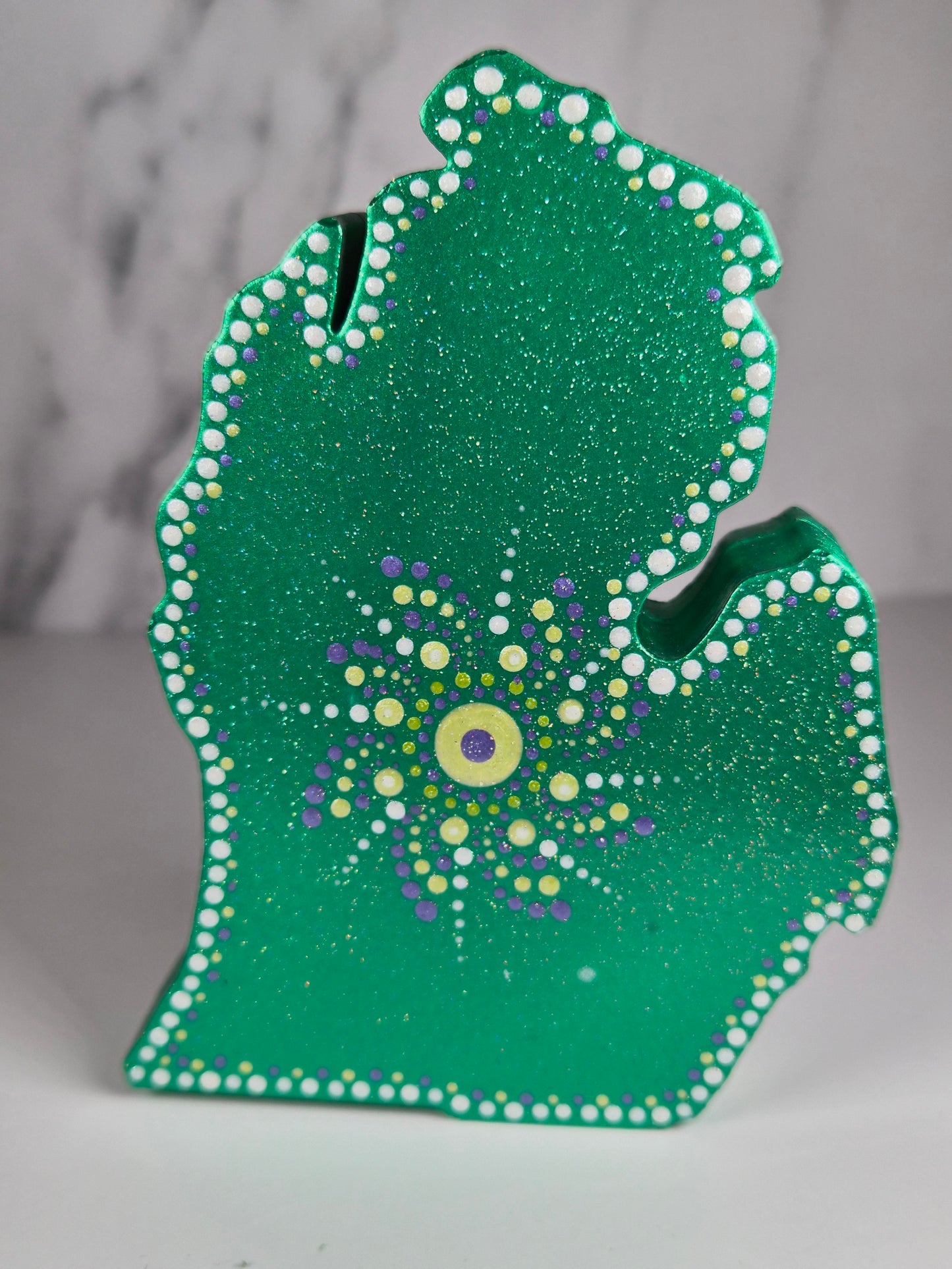 Michigan Hand Art – Hand-Painted Mandala State Decor, Boho Home Accent