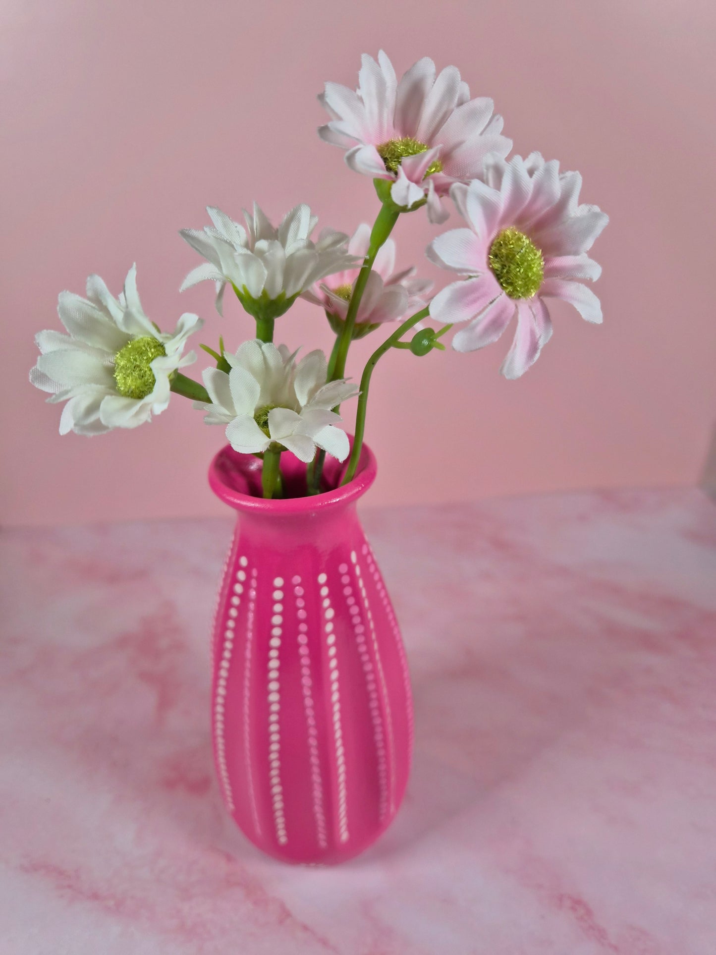 Pink Mandala Vase – Hand-Painted Artsy Decor, Colorful Handmade Gift