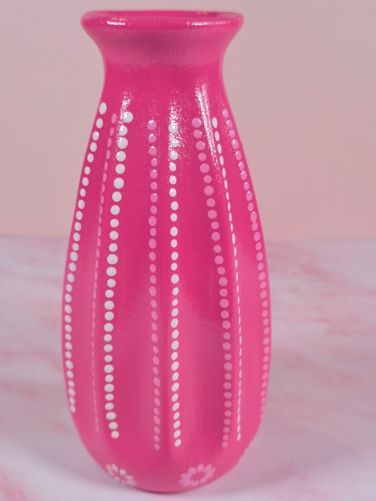 Pink Mandala Vase – Hand-Painted Artsy Decor, Colorful Handmade Gift