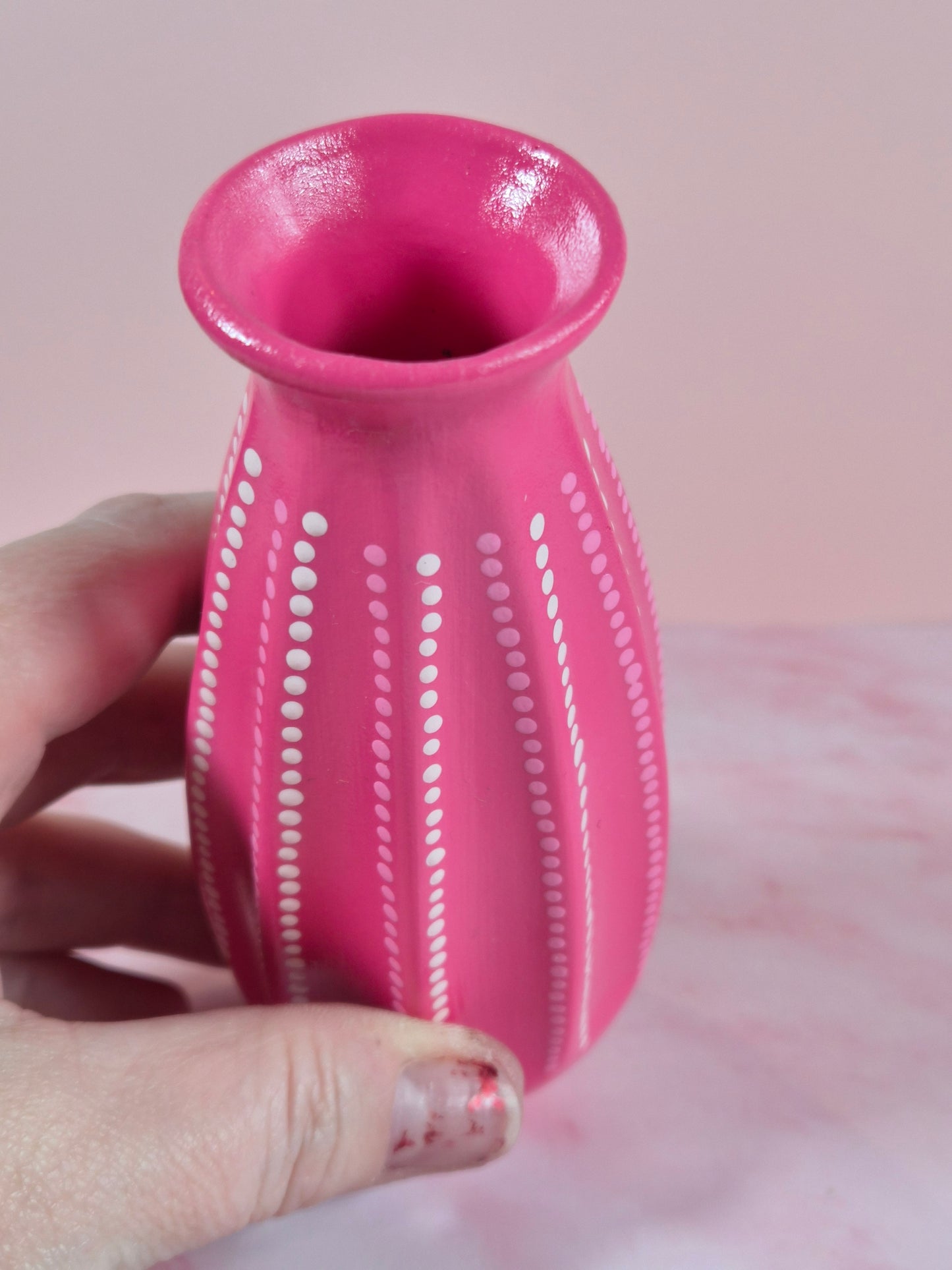 Pink Mandala Vase – Hand-Painted Artsy Decor, Colorful Handmade Gift