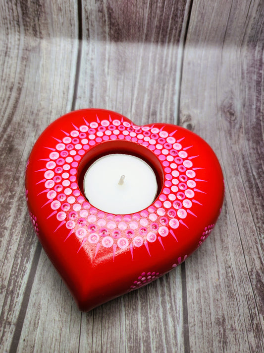 Candleholder: Red/Pink Heart-shaped