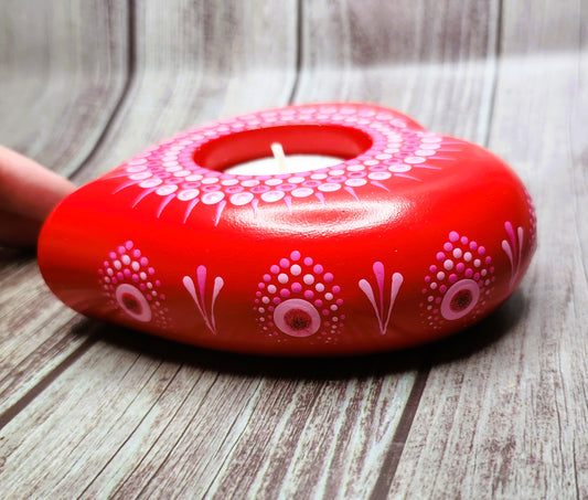 Candleholder: Red/Pink Heart-shaped