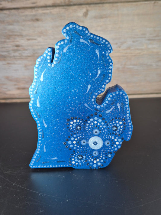 Metallic Blue & Silver Michigan Hand