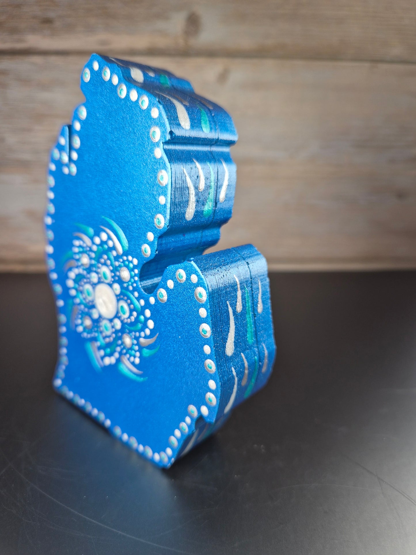 Metallic Blue & Teal Michigan Hand