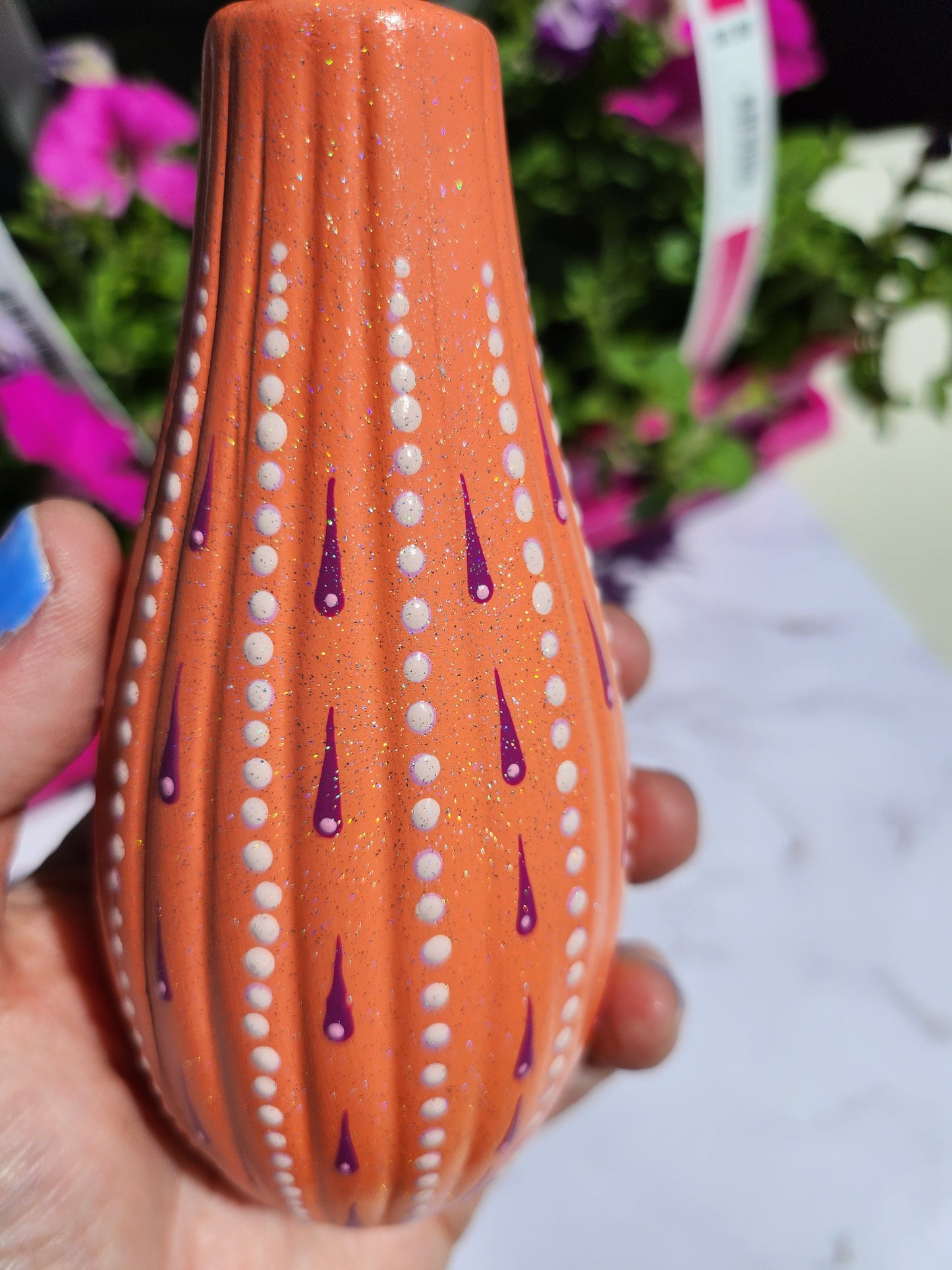 Small Vase: Coral & Lavender