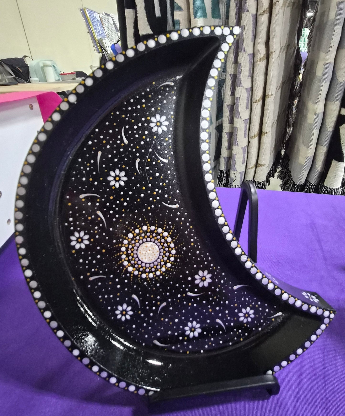 Large Moon Tray: black & silver