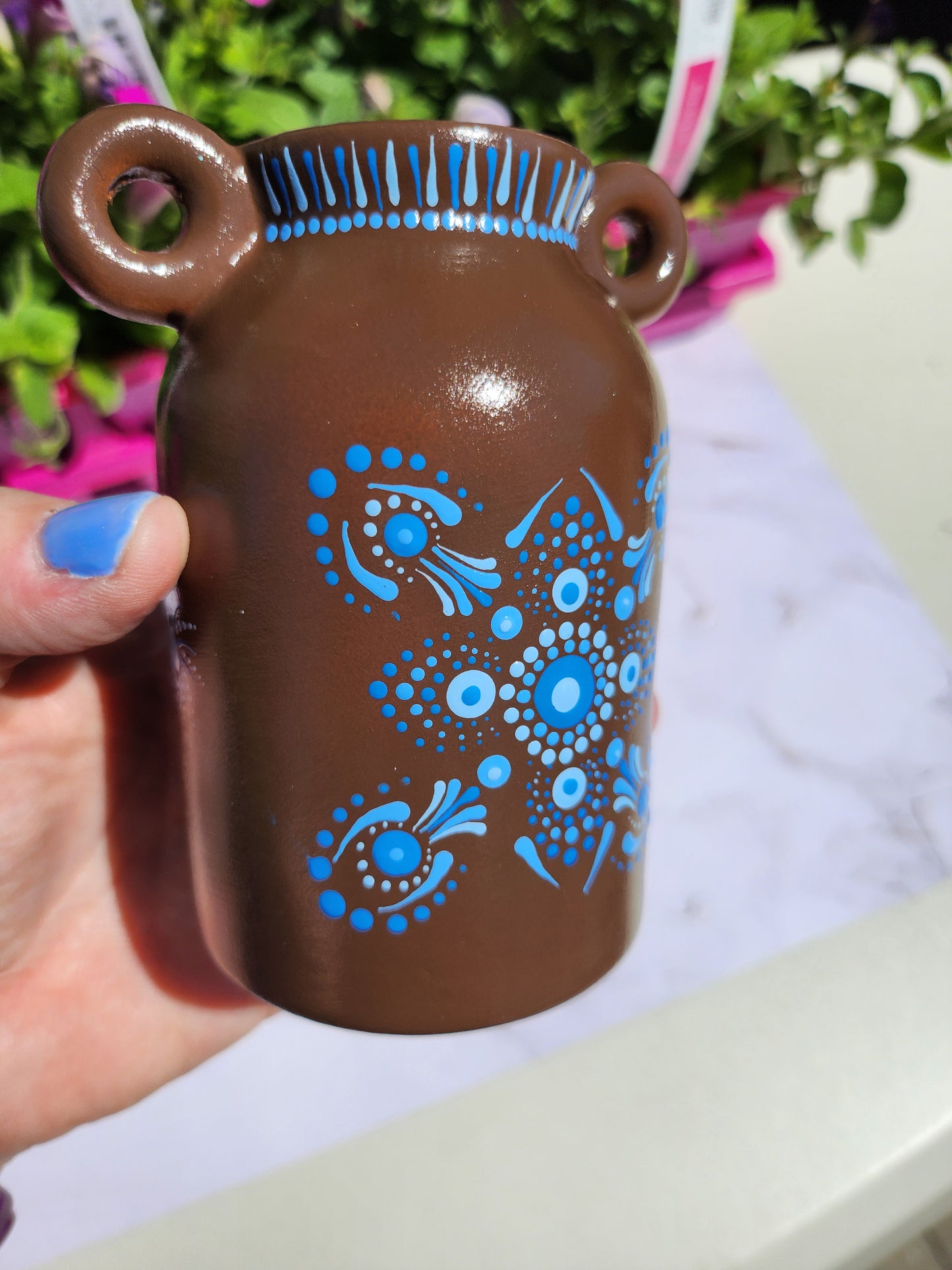 Small Vase: Brown and Blue
