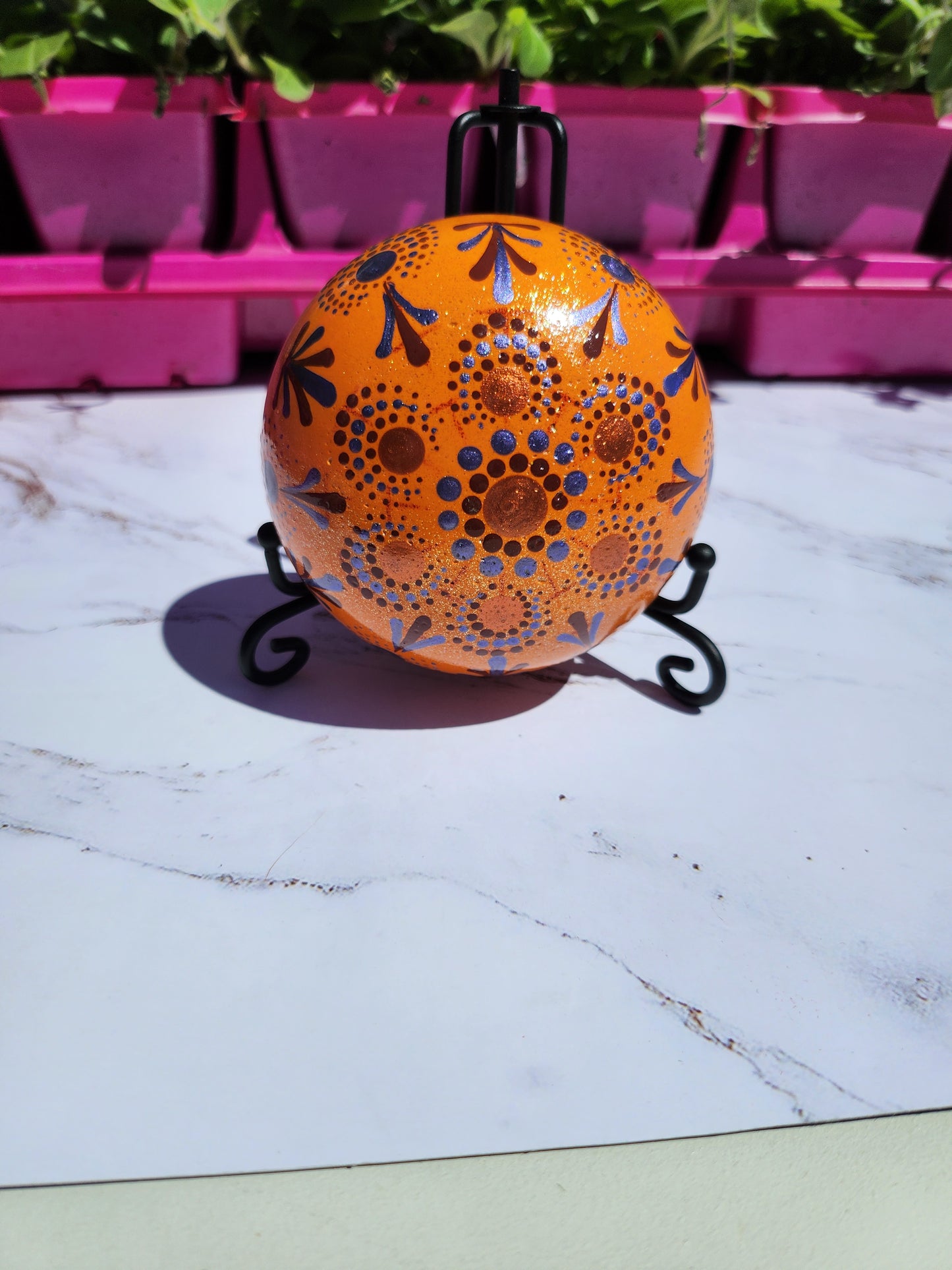 Globe Stone: Sparkly Orange and Copper