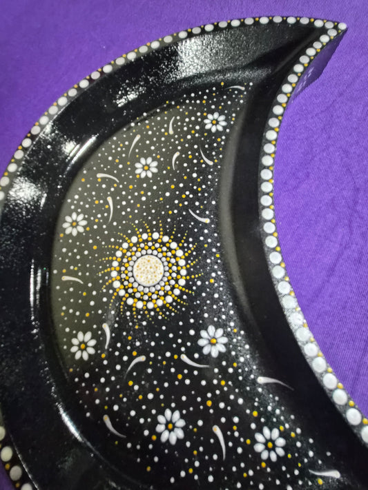 Large Moon Tray: black & silver