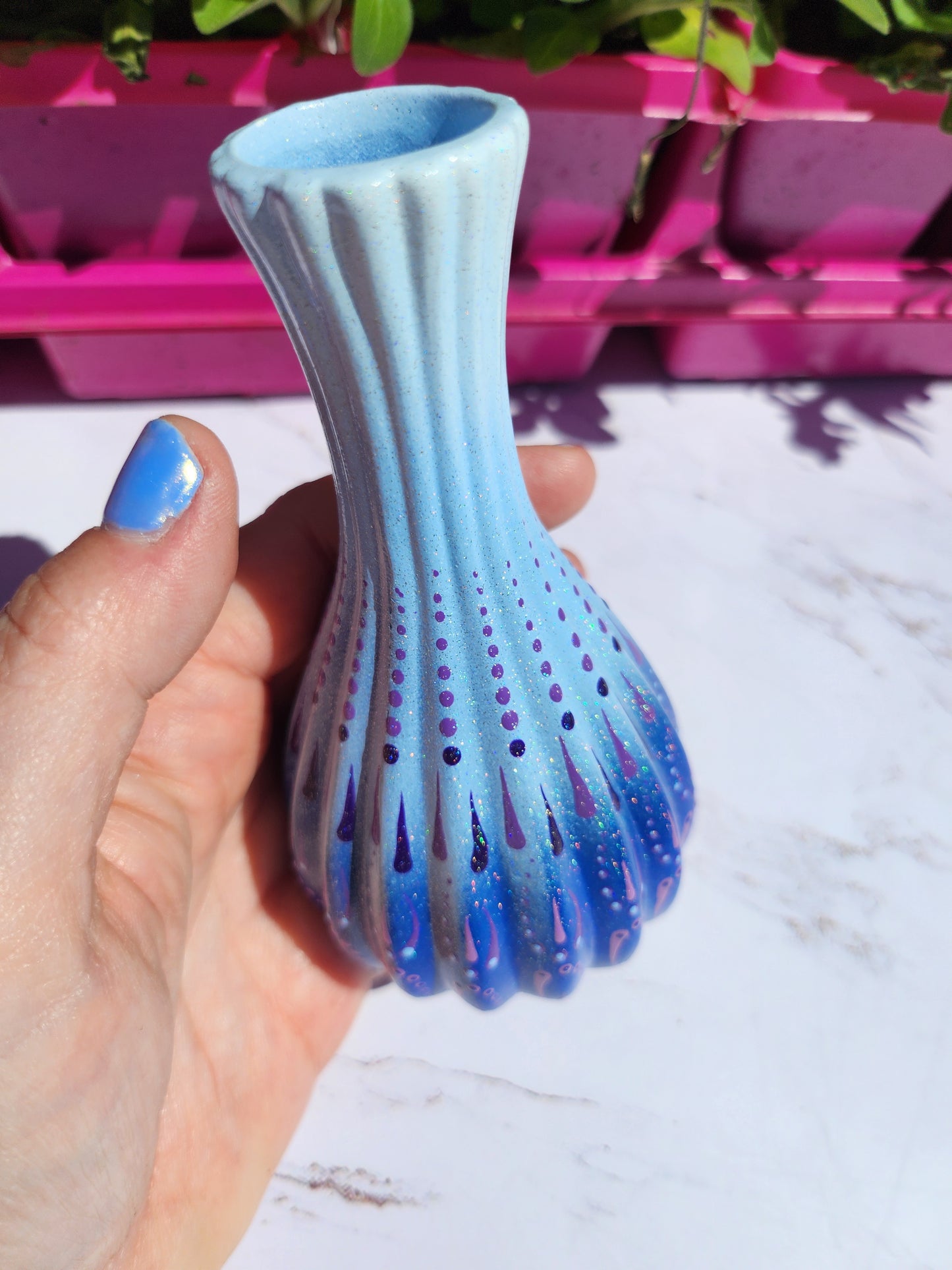 Small Vase: Sky Blue and Indigo