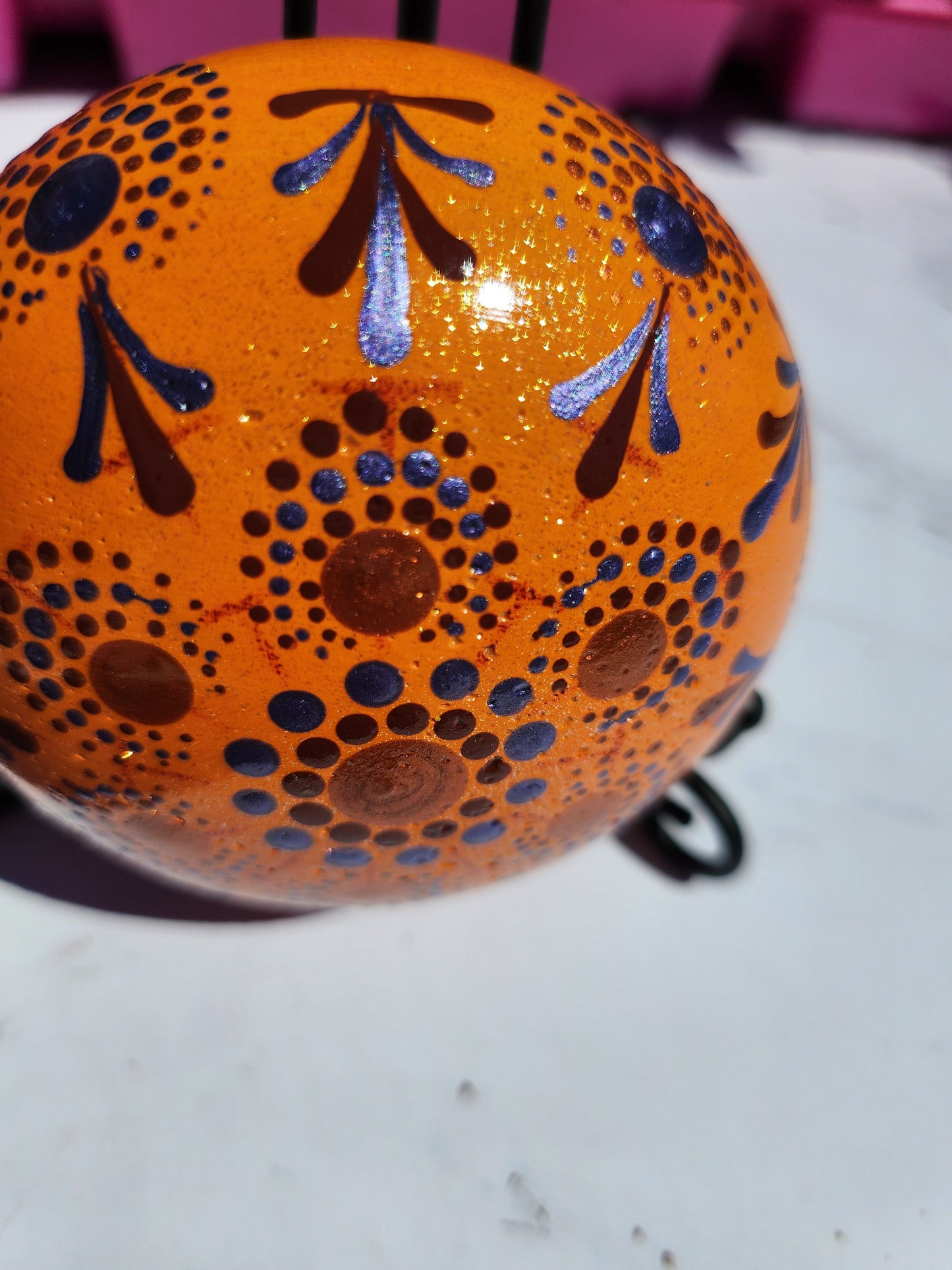Globe Stone: Sparkly Orange and Copper