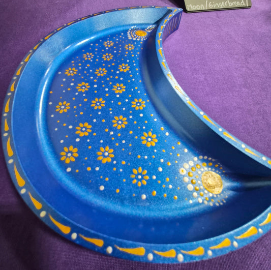 Moon Tray: Royal blue, gold, silver