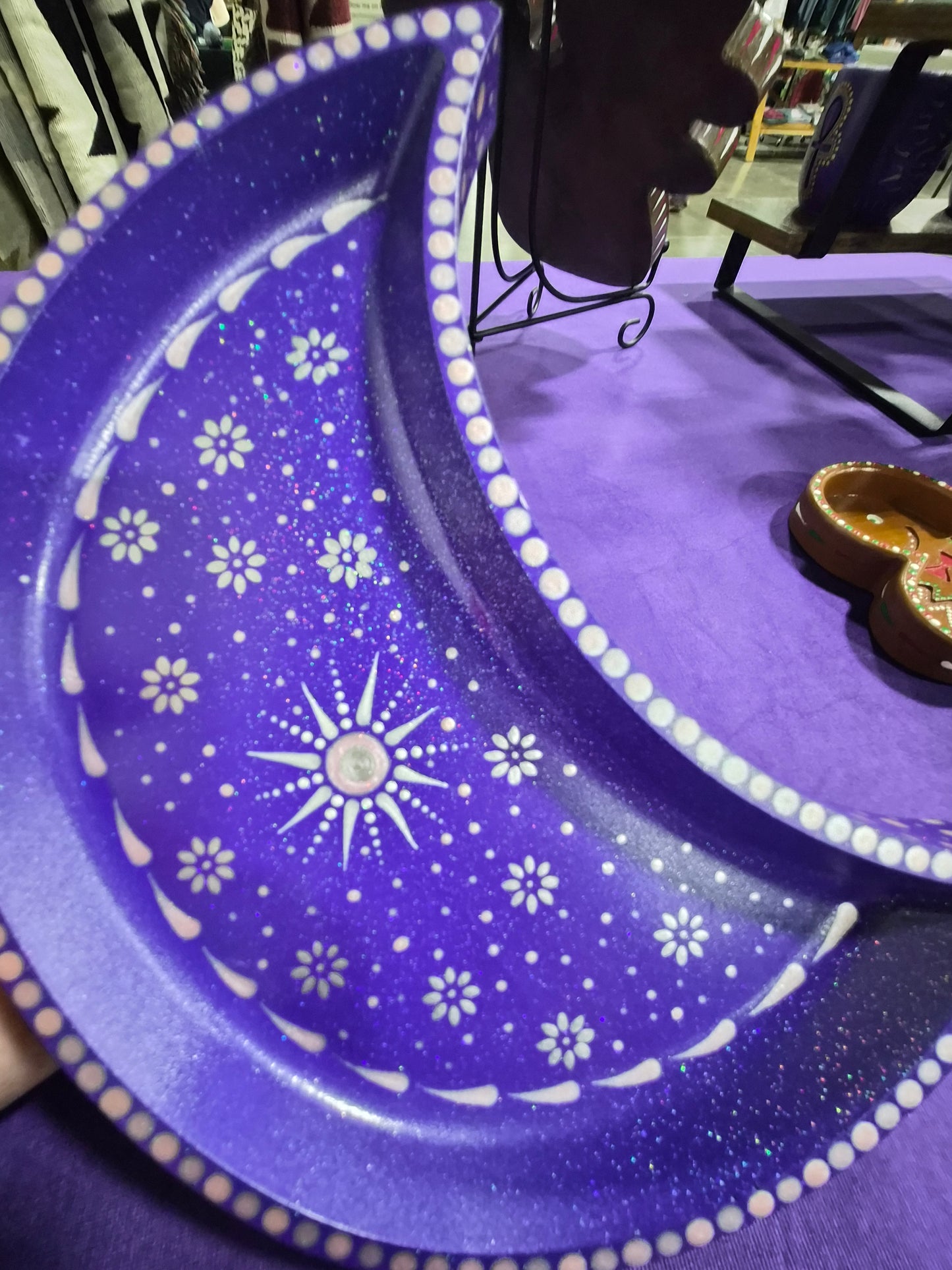 Large Moon Tray: purple, silver, rose pink