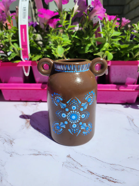 Small Vase: Brown and Blue